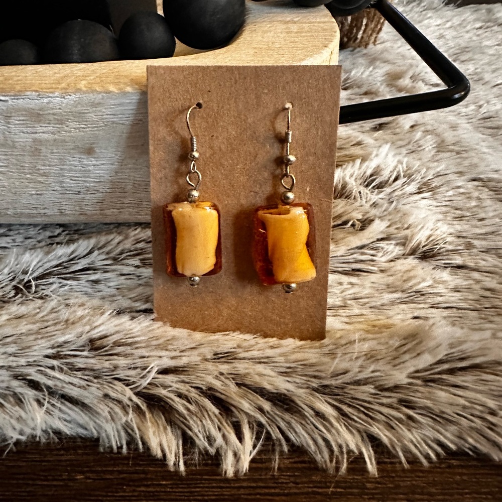 Hand crafted glass orange brown pierced Earrings